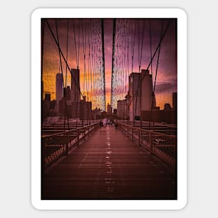 Brooklyn Bridge Sunset Manhattan New York City Sticker